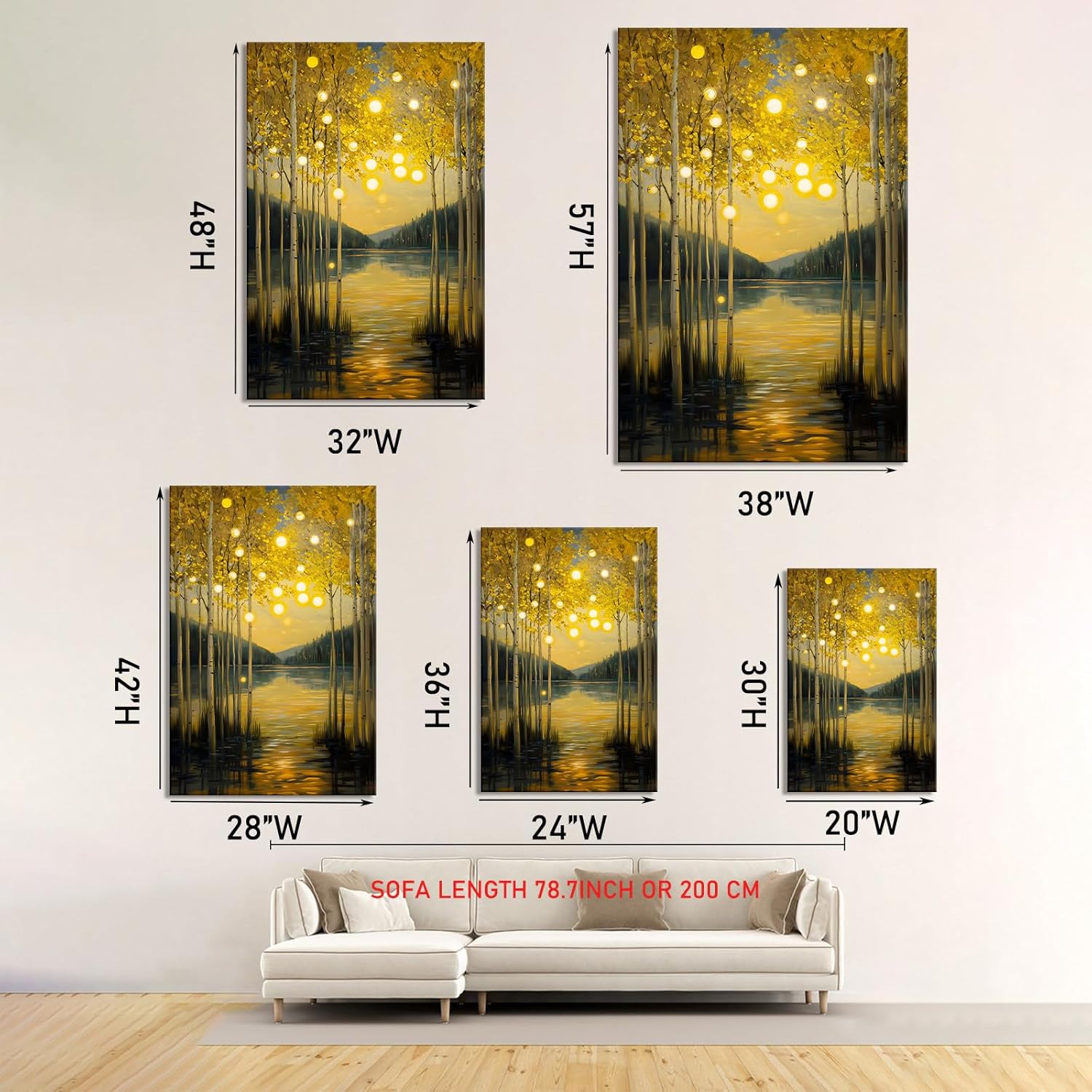 Gustav Klimt Canvas Wall Art, Minimalist Canvas Prints, Klimt Sun Forest Trees Prints, Gallery Wall Decor, Surreal Art Prints, Wall Art for Living Room, Bedroom (24"x36" | 62x92cm)