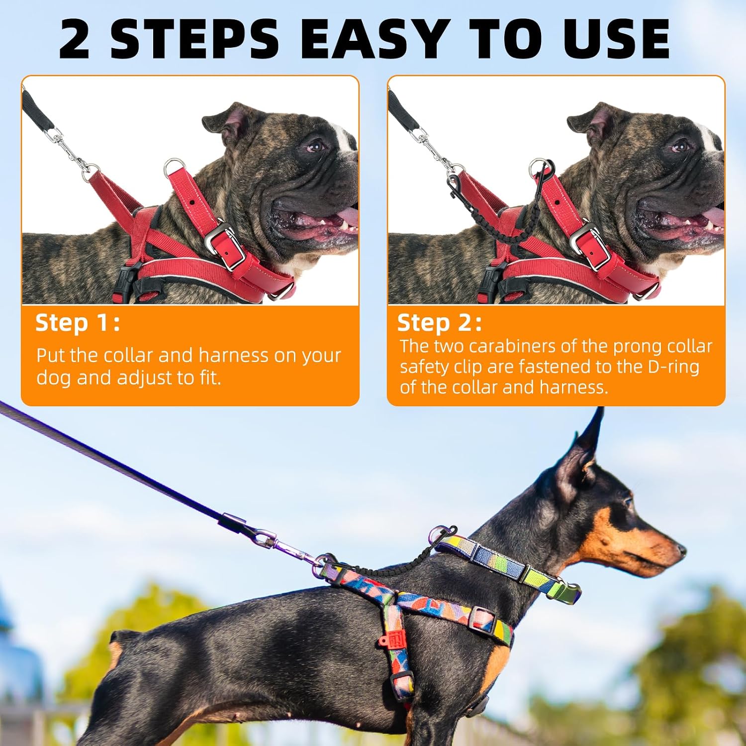 YUEPET 2 Pack Dog Collar Safety Clips, Handwoven Double-Ended Backup Clips image 5