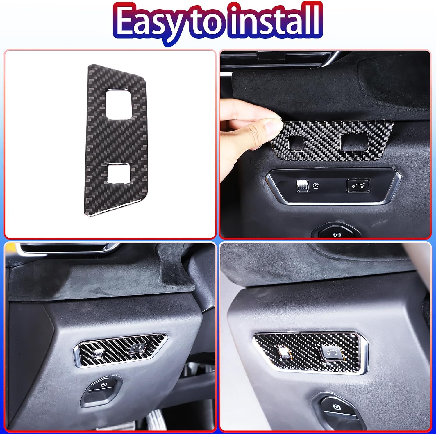 Trunk Switch Button Cover Trim Compatible with Lotus Emira V6 2021 2022 2023,Soft Carbon Fiber Interior Tailgate Switch Panel Frame Sticker Trim Accessories 1PCS (Black Carbon)