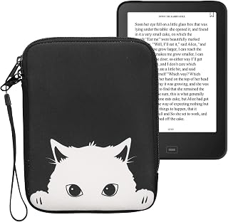 kwmobile Funda Universal para e-Book - Estuche de Neopreno con Cierre de Cremallera para e-Reader - Carcasa en Negro/Blanco