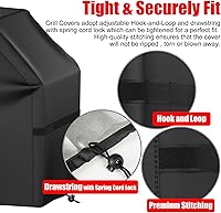Vista 4 de Funda para parrilla de barbacoa, impermeable, resistente a la intemperie, a prueba de rasgaduras, anti-UV, resistente a la decoloración, con correas