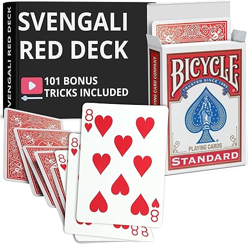 Miniatura 48 de Ted's Sterling Magic Precision Red Rider Back Bicicleta Svengali Deck con instrucciones para más de 100 trucos (6 de clubes)