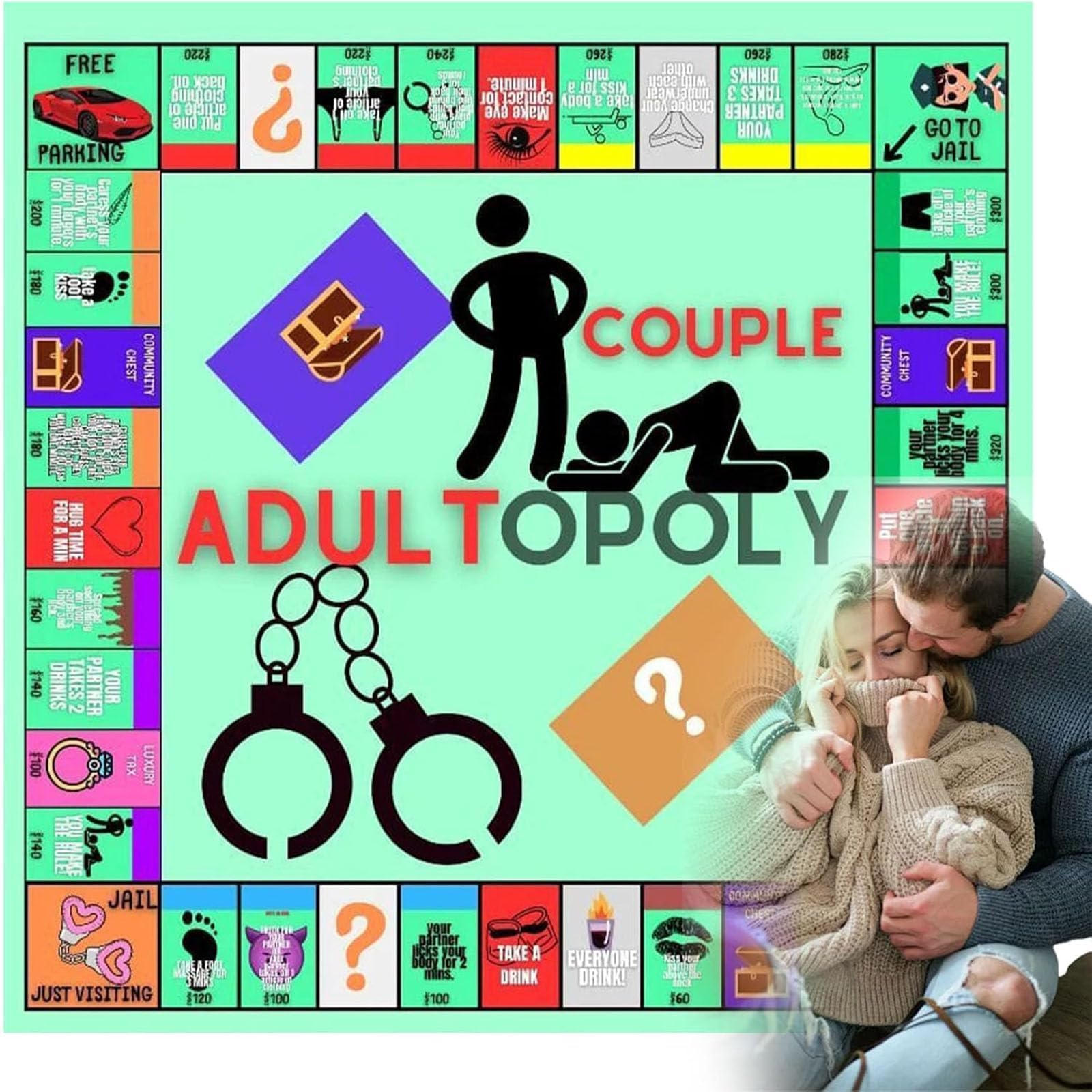Adultopoly Board Game, Monogamy Adult Board Game, Adultopoly Couples Games, Bedroom Games For Couples,Adultopoly Board Game, Conversation Cards For Couples (1pcs)