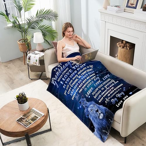 Miniatura 5 de Manta de regalo para nieta de parte del abuelo, mantas de león azul para mi nieta, regalos de abuela, abuelo, regalo de cumpleaños de nietas, manta