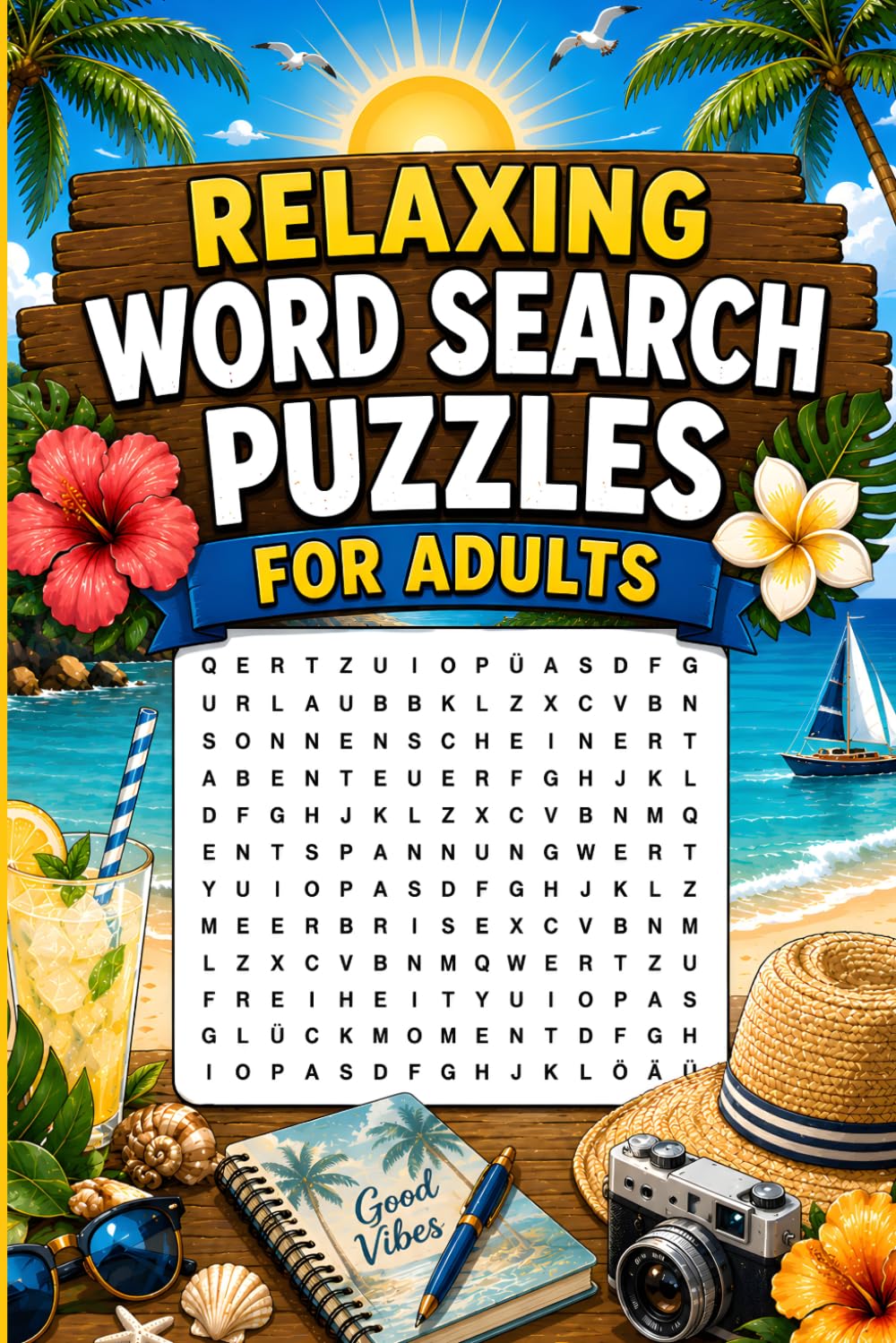 Relaxing word search puzzles for adults: Word Games Summer Entertainment, and Relaxing Activity Book Fun