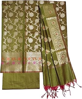 Ivikta Women's Banarasi Cotton Silk Unstitched Salwar Suit Set with Dupatta | Handloom banarasi dress material