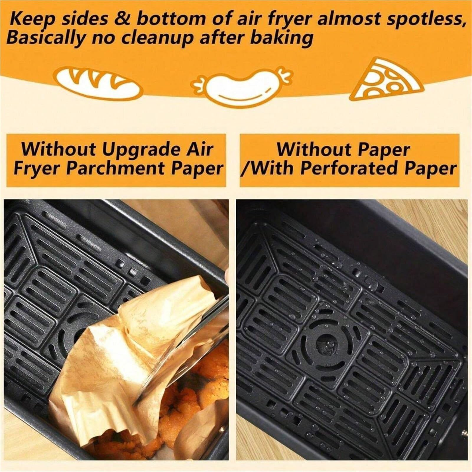 Lot de 400 feuilles papier jetables antiadhésives for friteuse à air, rondes, accessoires cuisine Pour Air Fryer