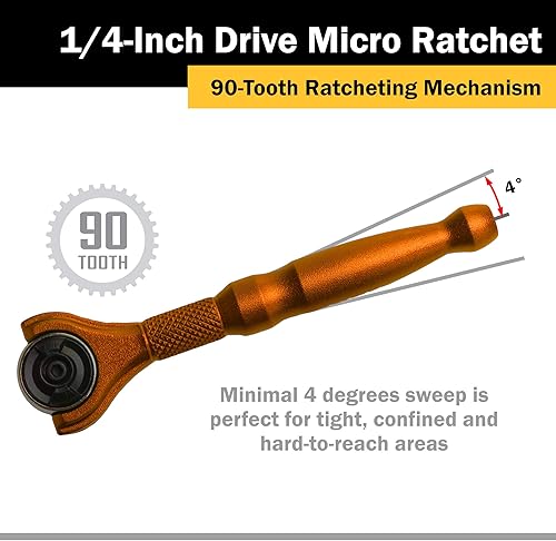 Miniatura 6 de Titan - Micro trinquete, 11322, 14 pulgadas, cabeza giratoria de aluminio, color naranja