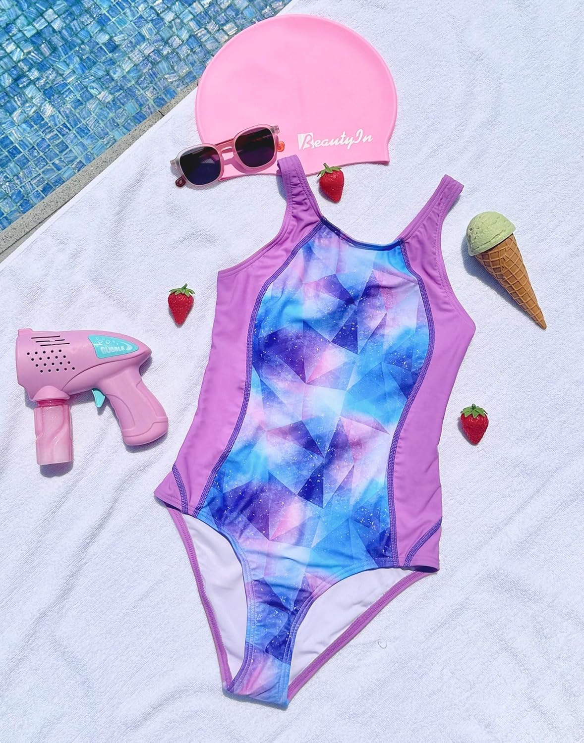 beautyin Girls One Piece Swimsuits Size 7-16 Athletic Racerback Bathing Suit - Image 6