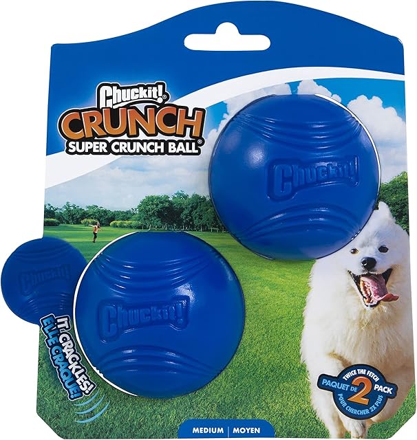 Chuckit! Crunch Ball Crackle Sound Dog Toy Launcher Compatible, 2 Pack, Medium