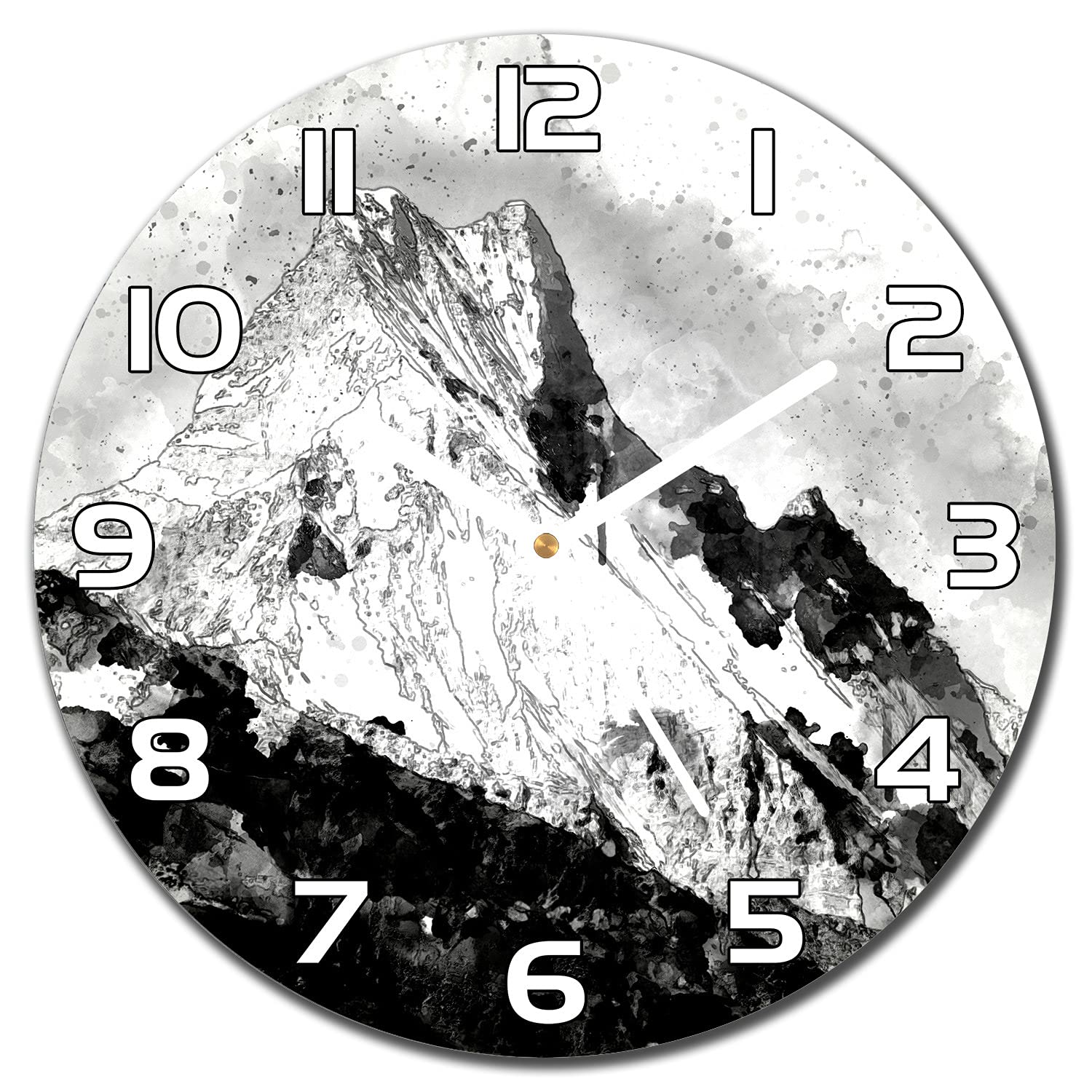 Horloge en verre salon 30 cm atmosphère chaleureuse montagnes design moderne