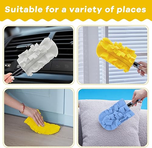 Miniatura 9 de Zubebe 40 piezas de repuesto de plumero de forro polar, plumeros de mano, almohadillas reutilizables lavables para limpiar ventiladores de techo,