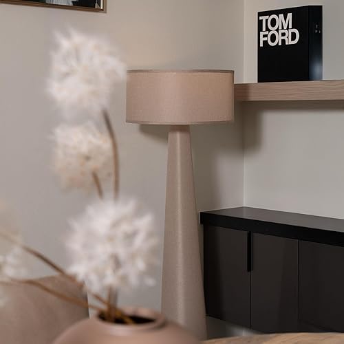 Miniatura 3 de Lámpara de pie – Rama y mecha – Lámpara de lino de pie de 59 pulgadas de alto con pantalla de tela, bombilla LED incluida – Elegante lámpara de gris