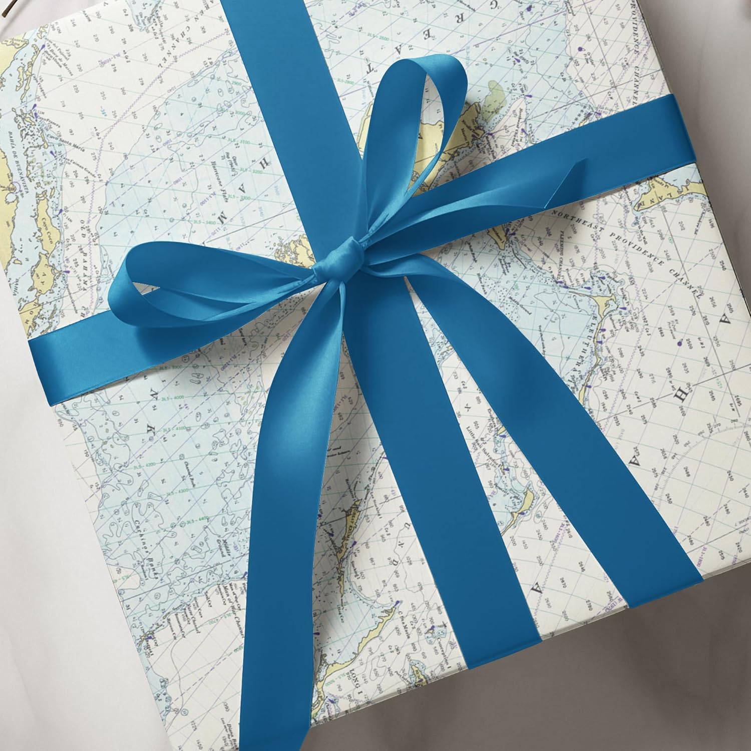 Journo Nautical Wrapping Paper Sheets – Travel Gift Wrap with Map Chart Design, 5 Premium Gift Wrap Sheets, Durable Nautical Map Wrapping Paper for Birthdays & Holidays, 28 x 20 Inches