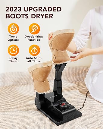 FORLIM Shoe & Boot Dryer for Work Boots, 3 Temp Modes, 24H Delay, Black