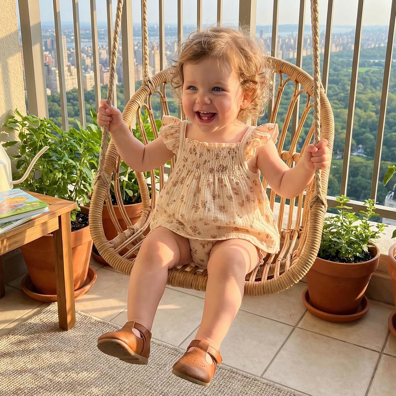 TheFound Baby Girl Summer Outfit Floral Print Fly Sleeve Ruffled Top Bowknot Elastic Waist Short Casual Toddler Baby Clothes - Image 4