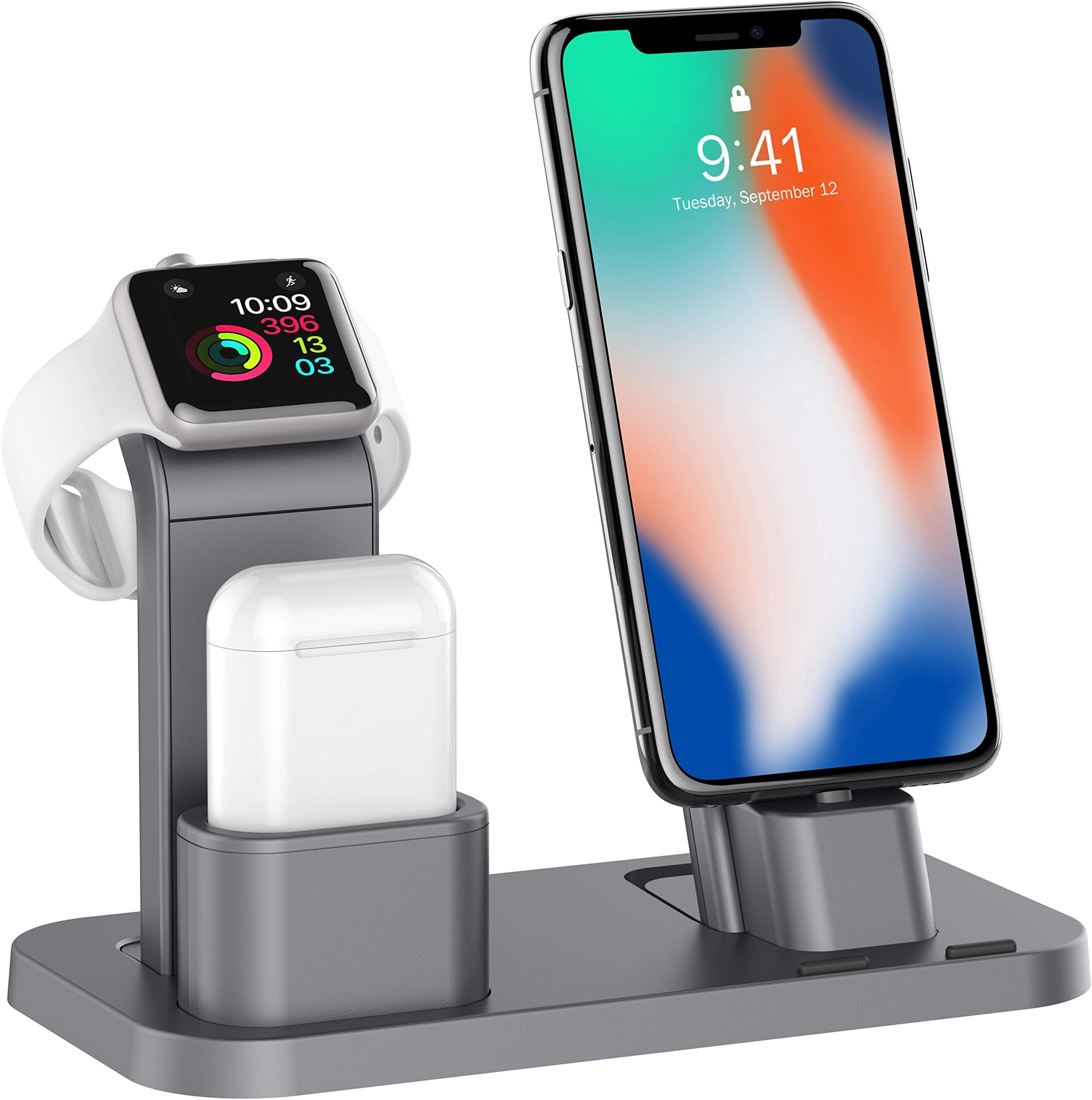 Conido 3 in 1 Charging Stand for Apple Watch Series 4/3/2/1, AirPods dock and iPhone Xs/X Max/XR/X/8/8Plus/7/7 Plus /6S /6S Plus(not fit Apple Watch 5）
