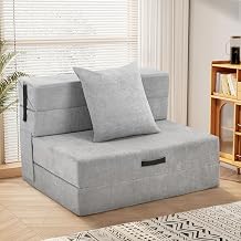 Convertible Sofa Bed 4 in 1 Folding Sleeper Chair, High Density Sponge Floor Futon Couch with Pillow, No Assembly, 75"x28" Guest Bed for Apartment Dorm Living Room