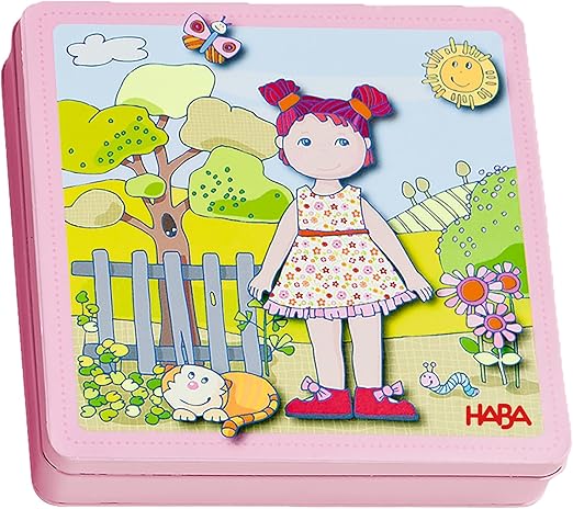 HABA Dress-Up Doll Magnetic Game Box & Magnetic Puzzle for Toddlers, Travel-Friendly Road Trip Toy for Kids, Toddler Activities for 2-4 Year Olds, 54 Piece Set