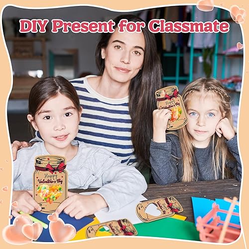 Miniatura 5 de Anglekai 60 tarjetas de papel kraft para dulces de San Valentín, tarjetas de intercambio de feliz día de San Valentín para escuela, aula, tarjetas