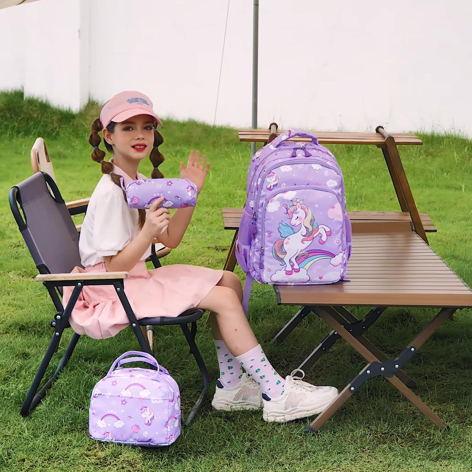 Unicorn Backpack for Girls School Backpack for Girls Unicorn Bookbag School Bag Set for Elementary Back to School - Image 2