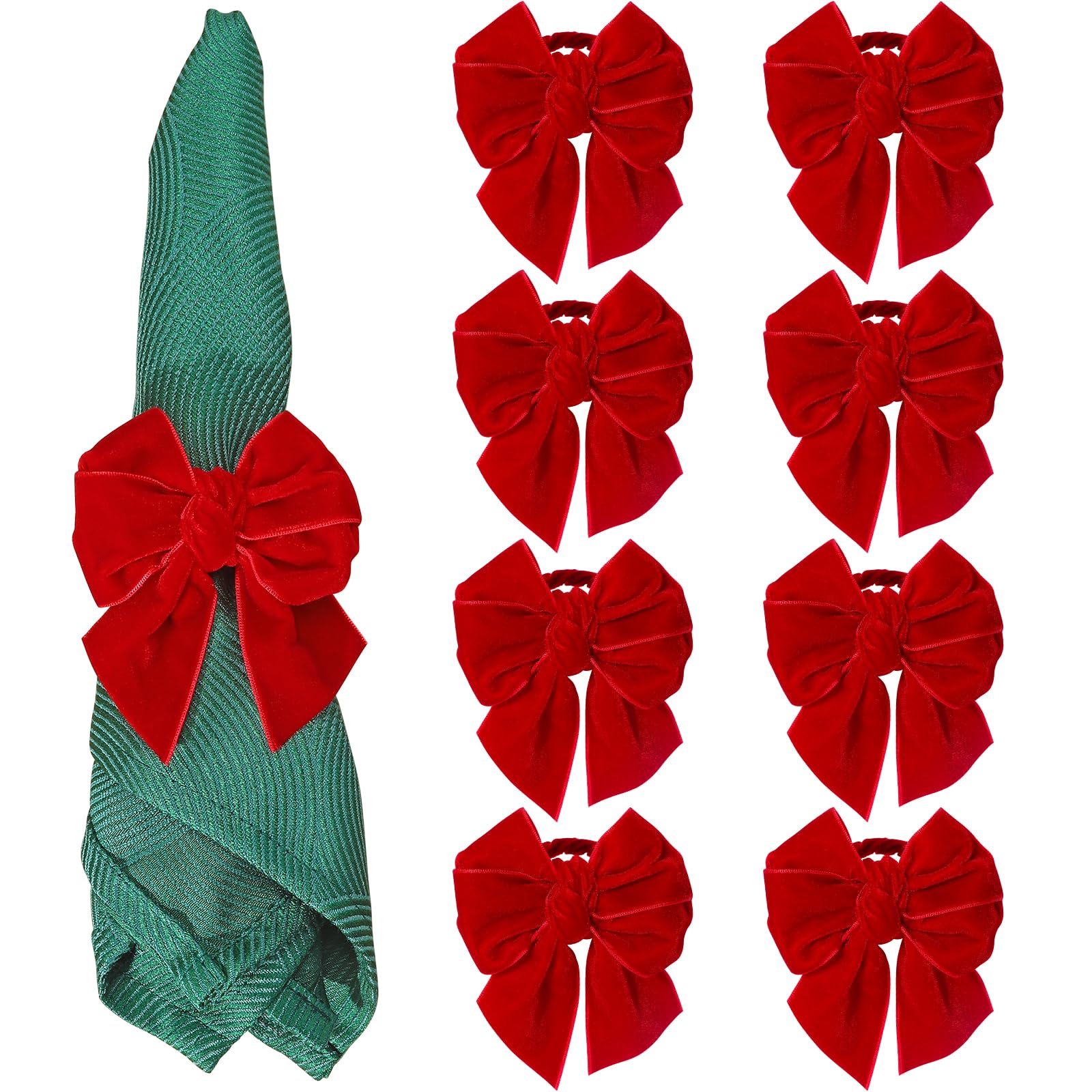 Christmas Red Short Napkin Rings, 8 Count