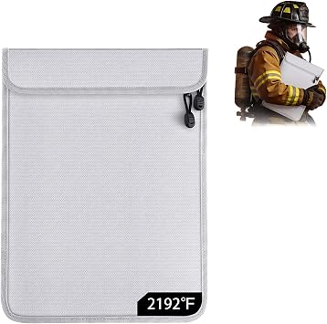 Upgraded Two Pockets Fireproof Document Bag - Kanhiro Water and Fire Proof Bag for Documents 15 x 11