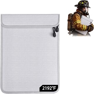 Upgraded Two-Pocket Fireproof Document Bag - Kanhiro 2192℉ Fireproof & Water-Resistant Money Bag with Zipper, Important Document Organizer for Passport, Cash, Valuables, Legal Files Safe
