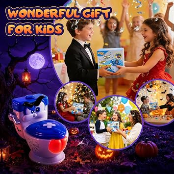 Halloween Decorations Bubble Machine for Kids,Creative Toilet Bubble Maker with Bubble Solution for Outdoor Fun, Party & Birthday Gift