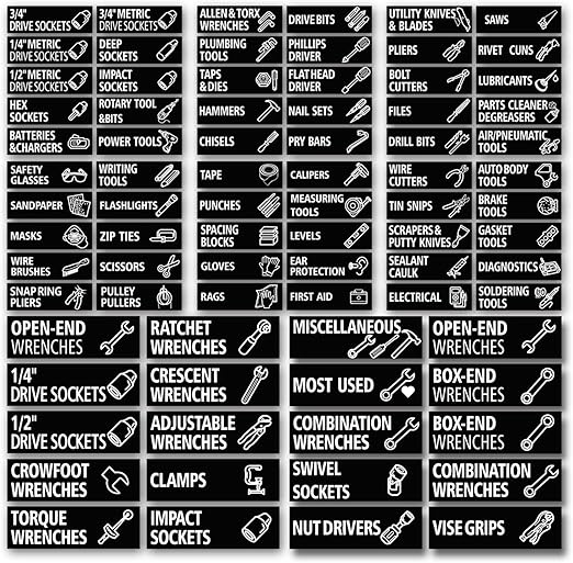 Amazon.com : 80 Pcs Magnetic Tool Box Labels - Printed Magnetic Toolbox ...