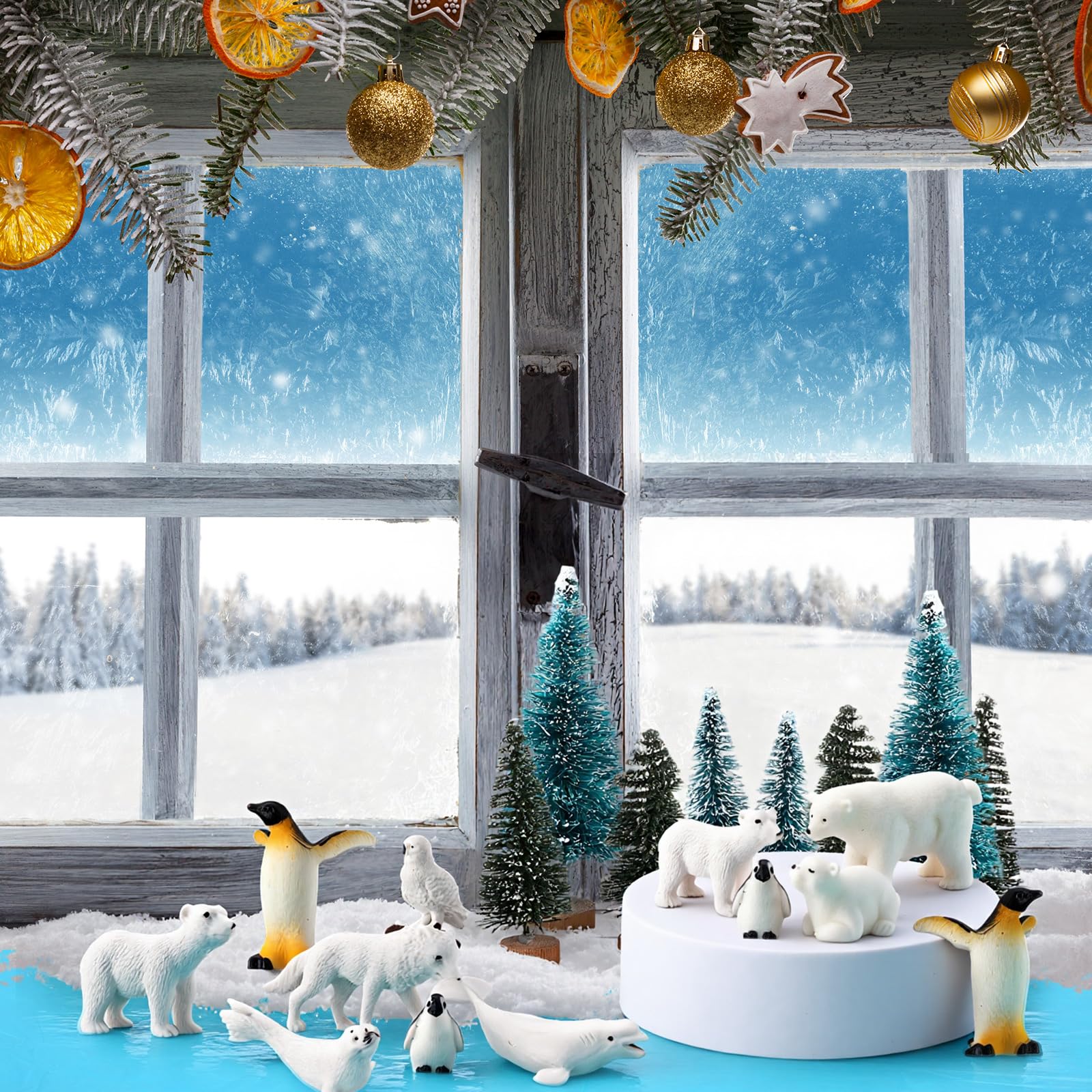 20 Stuks Winter Dieren Figuren - Realistische Pinguïn - IJsbeer - Zegel - Dolfijn