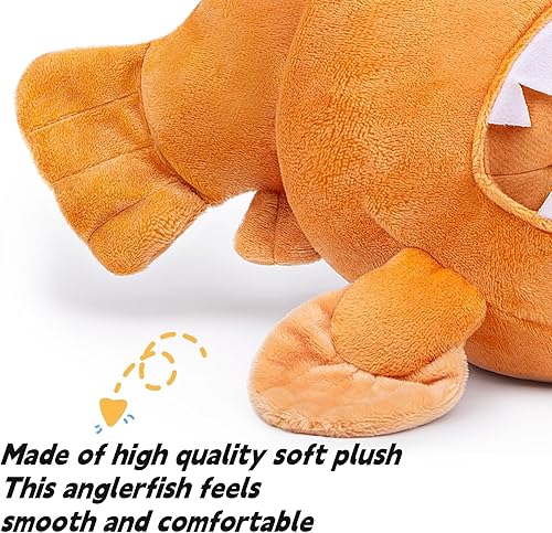Miniatura 4 de FRANKIEZHOU Pez pescador realista luminoso de felpa marrón de 9.8 pulgadas de profundidad de pez de mar, que brilla en la oscuridad, suave felpa de