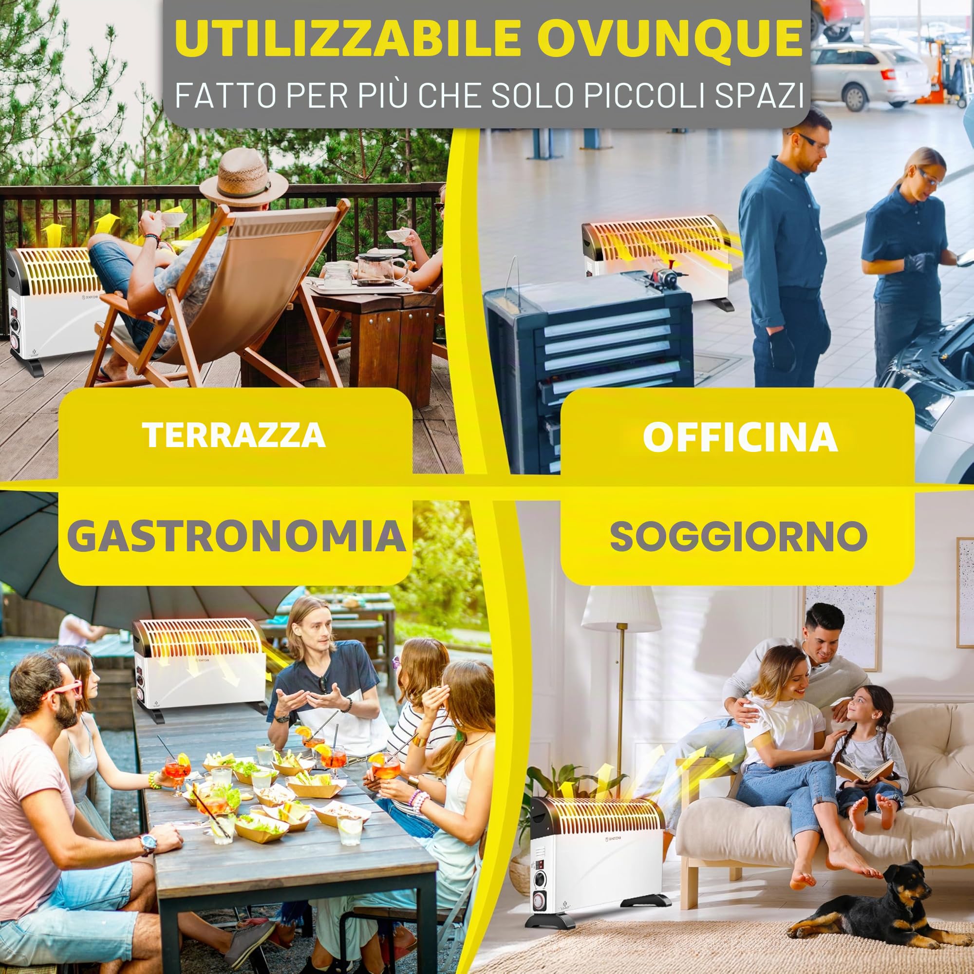 KESSER® Termoconvettore Riscaldatore da 2000 watt, timer 24 ore | controllo termico continuo | Riscaldamento turbo | 3 livelli | Vassoi per il trasporto, bianco