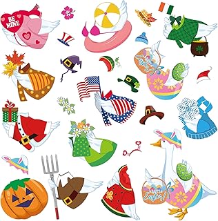 Fabbay 25 Pcs Festive Goose Costume Magnets Decoration Funny Holiday Magnetic Stickers Goose Magnet with 12 Sets Holiday Costume Magnetic Stickers for Car Garage Door Fridge Gifts Decoration