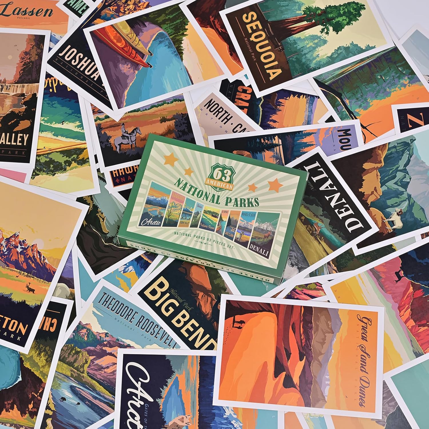 gaeaverse 63pcs National Park Vintage Postcards U.S. National Parks Greeting Cards for Business World Travel Landscape Postcard - Image 3