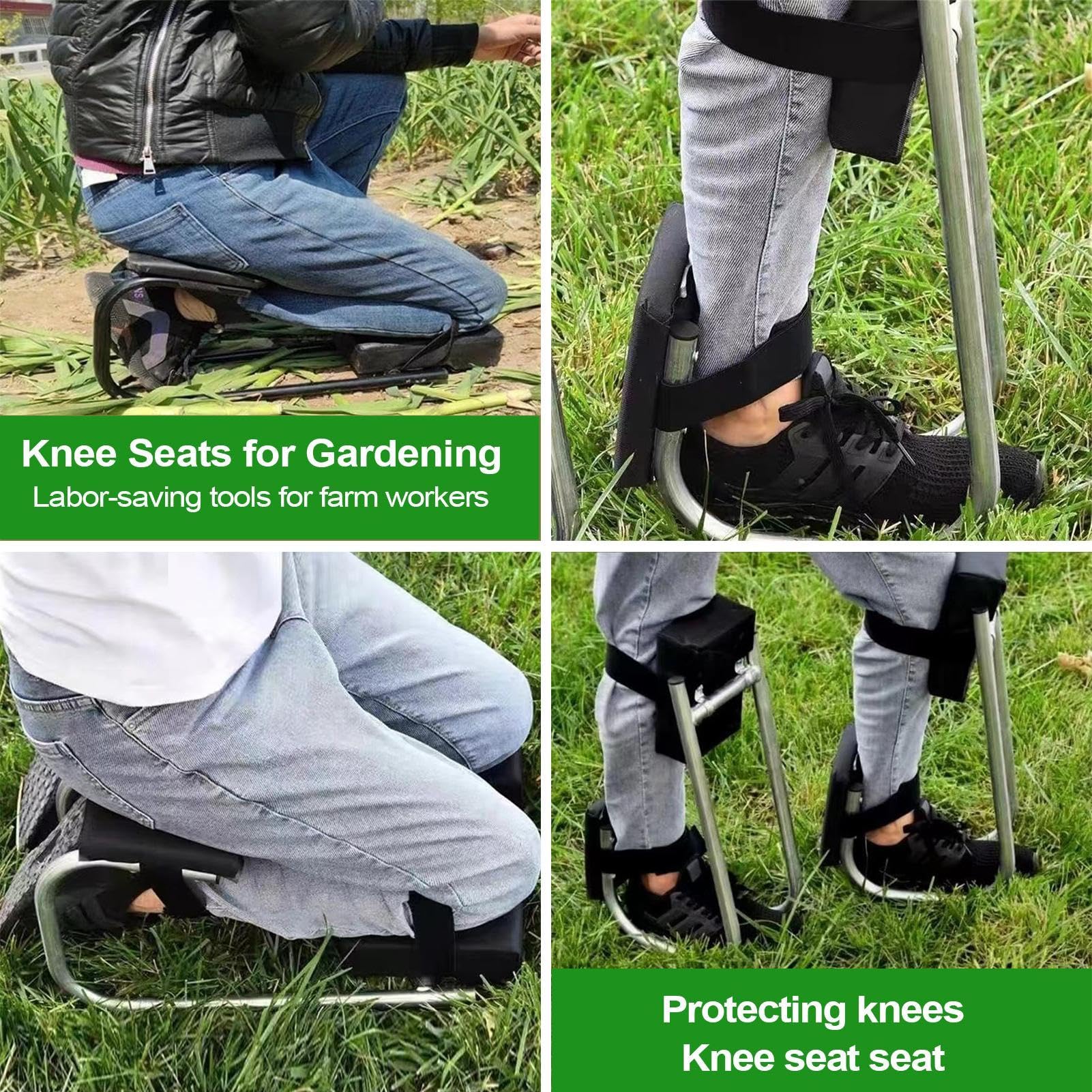 Asiento de jardín y arrodillador, taburete portátil para arrodillarse para jardinería | Taburete de jardinero ajustable y resistente | Taburetes de jardín para banco, almohadilla para arrodillar