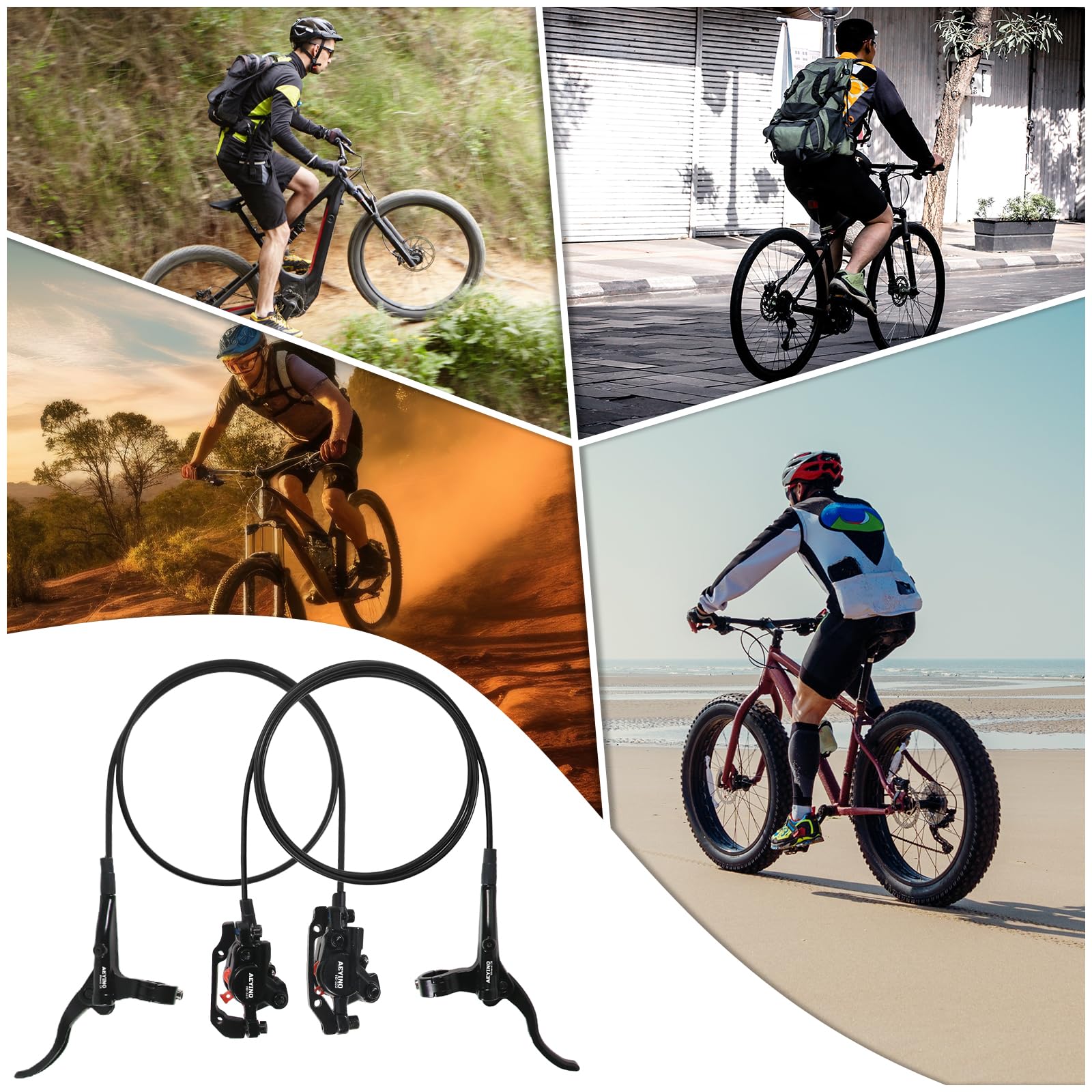 Kit freno a disco idraulico MTB, anteriore 800 mm, posteriore 1500 mm, set freni in lega di alluminio, pinze freno a 2 pistoni con adattatore universale is/PM / disco freno da 160 mm, per