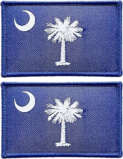 stidsds 2 Pack USA South Carolina Flag Patch South Carolina State Flags Embroidered Patches US State Flags Military Tactical Hook and Loop Fastener Patch for Clothes Hat Backpacks Pride Decorations