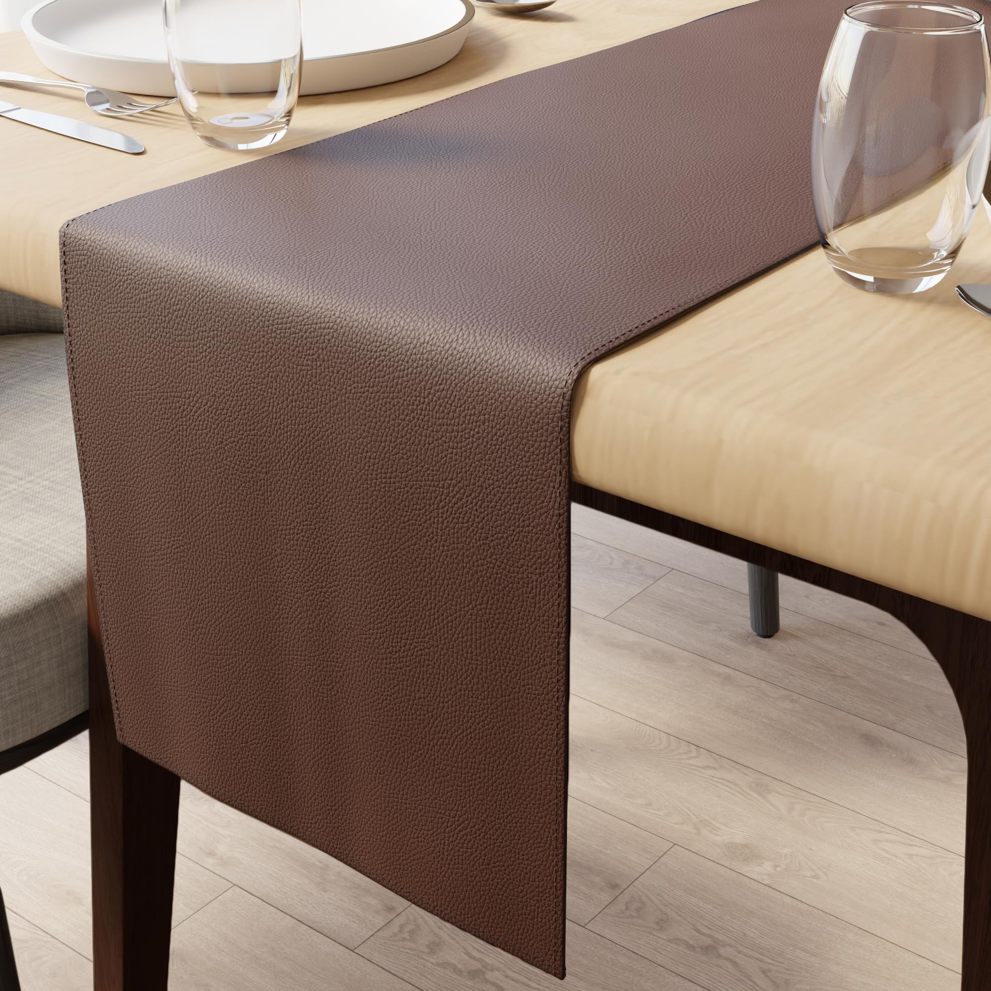 Encasa XO Faux Leather Table Runner - Waterproof & Durable -1 Encasa XO Faux Leather Table Runner - Waterproof & Durable -1