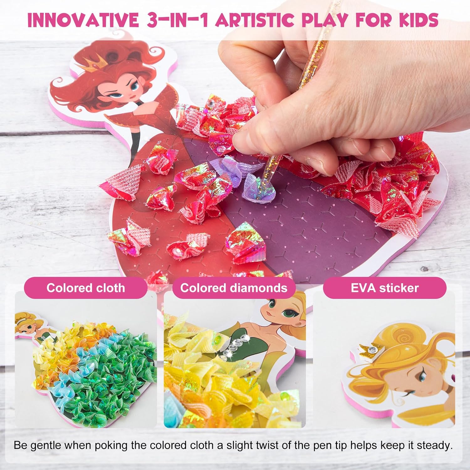 Poke Art Kits for Girls, Arts and Crafts for Kids 4-8, DIY Creative Activity Toys, Birthday Gifts for Girls 4 5 6 7 8 9 10 (red)