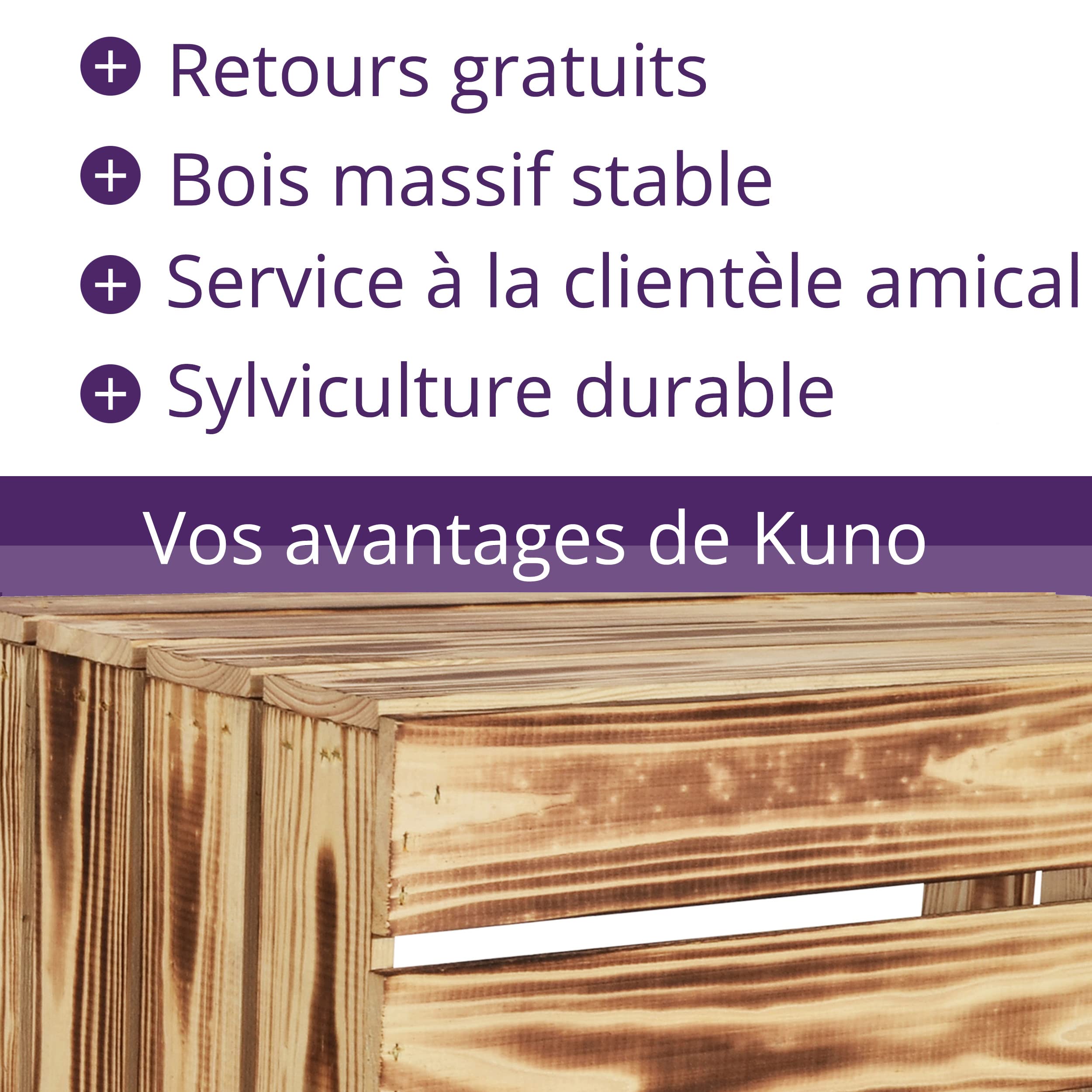 4x Caisses à fruits flammées - 50x40x30cm Caisses en bois Caisses à vin