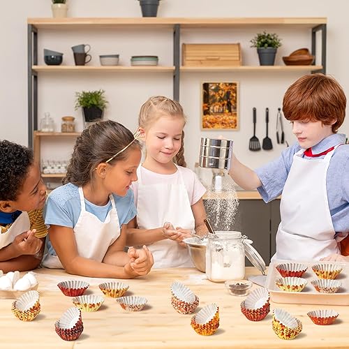 Miniatura 5 de COcnny 600 piezas de papel para cupcakes de otoño, diseño de calabaza con texto en inglés "Hello Autumn", hojas de arce para hornear, para