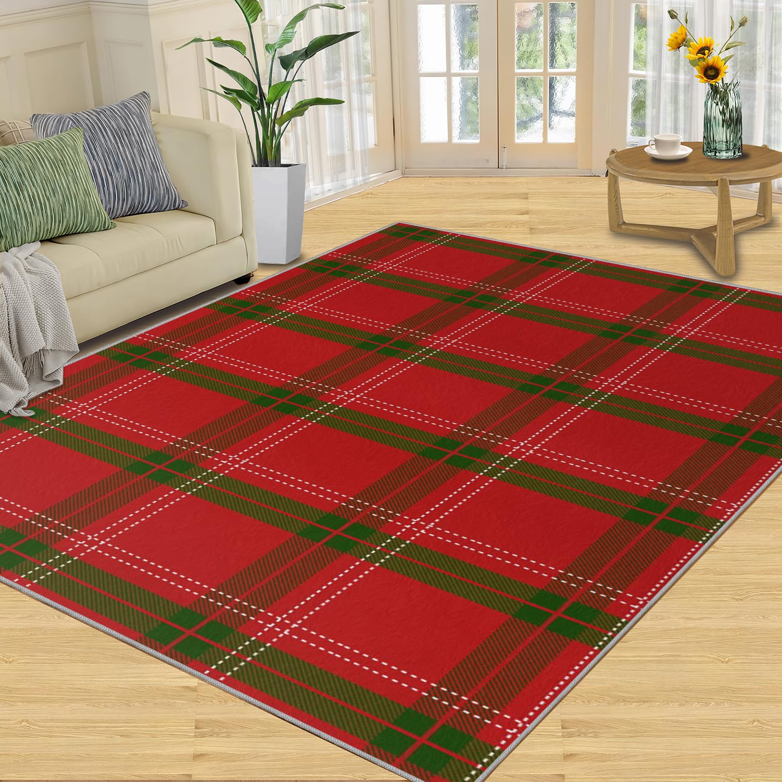 Tapis de Noël lavable pour protéger un plancher en bois dur