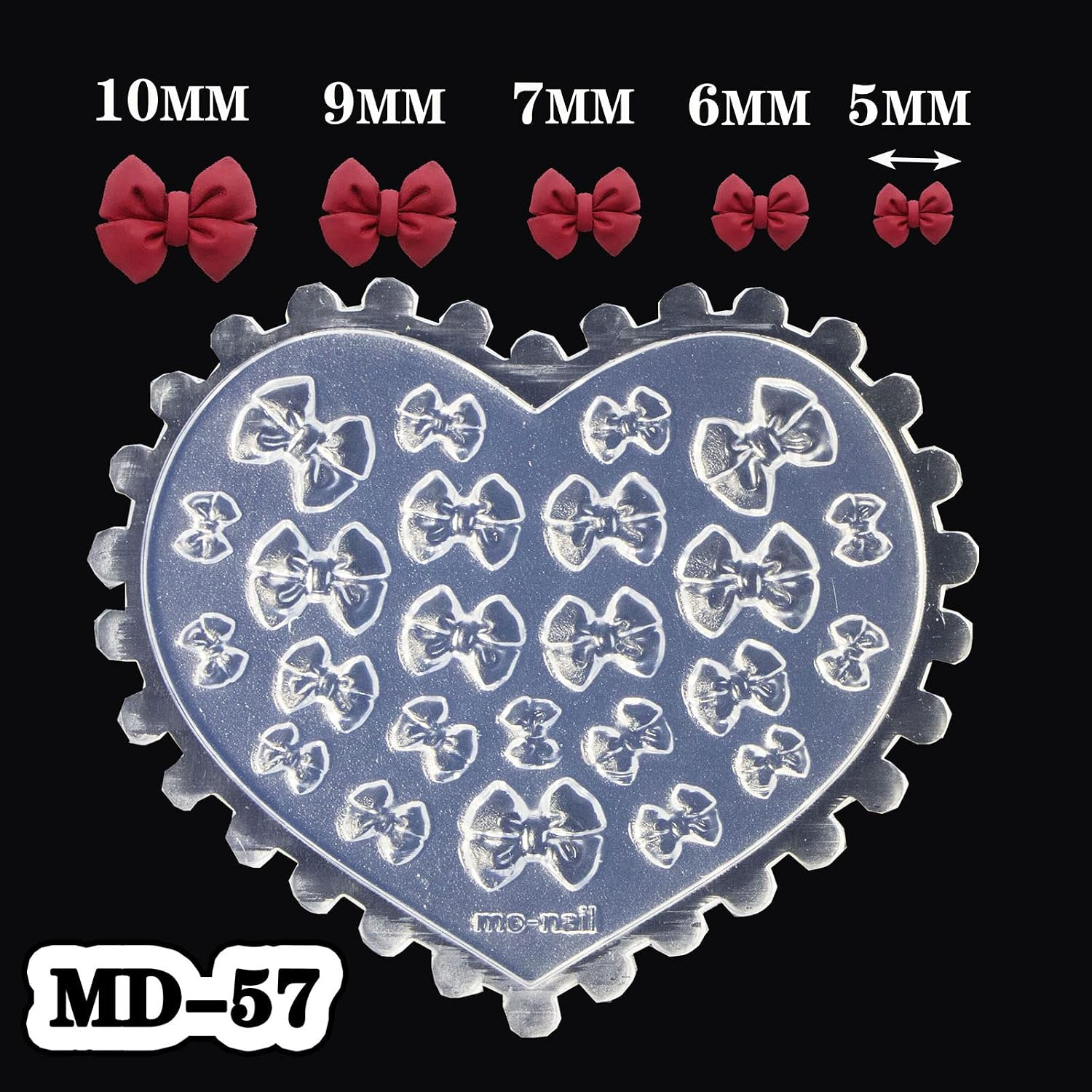 Silicone Nail Carving Mold 3D Various Size Bows Tie Heart Bows Nail Stamping Stencils UV Gel Polish Manicure Resin Silicone