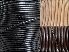 AURORIS - Leather Cord Round Diameter 2 mm - Choice of Length/Colour - Variant: 2 m / Black