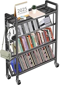 8 Tier Rolling Bookshelf Cart With Wheels, Mobile Book Storage Cart With 2 Sides Access Bookcase For Narrow Space, Rolling File Organizers And Storage For Home Office Living Room Classroom School - View #7