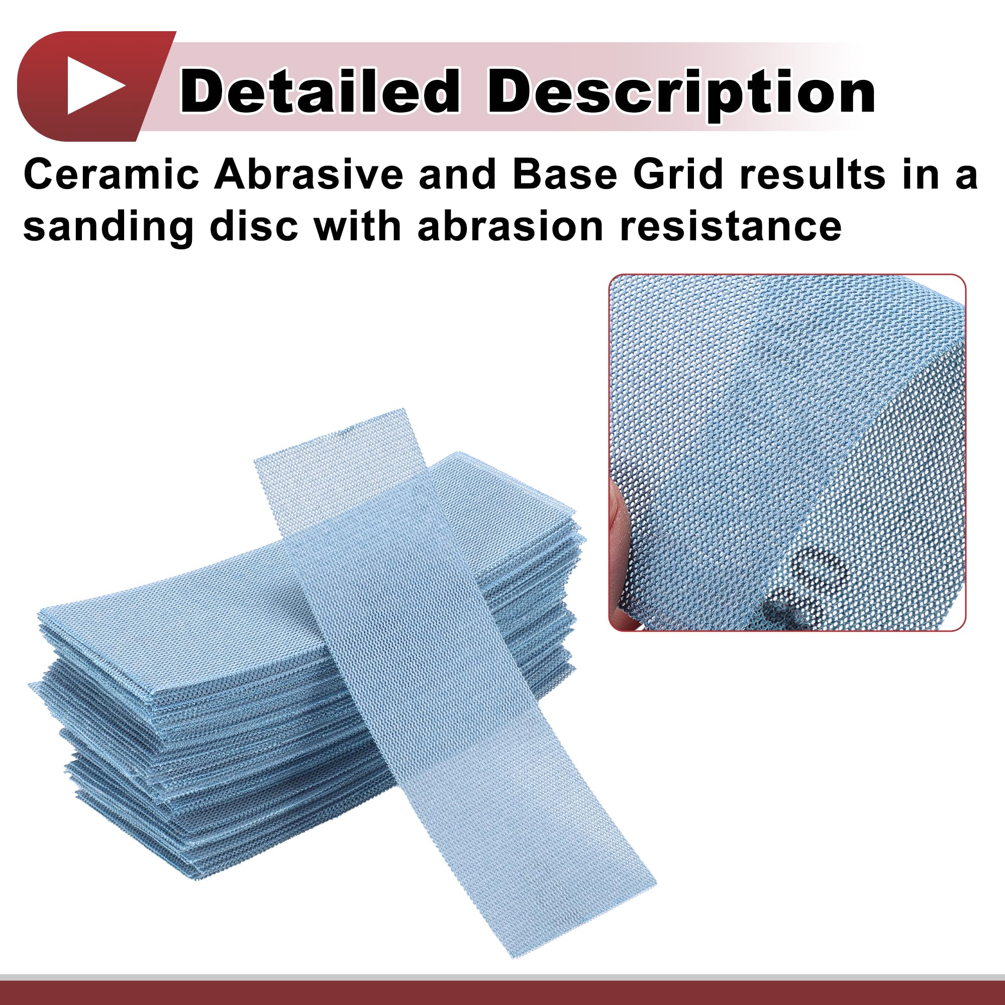 HEROFFIX 50 Pcs Sanding Discs Wet Dry Waterproof Hook&Loop Sandpaper for Woodworking Automotive Refinishing 2.76Inch x 7.8Inch 180 Grit Blue Ceramic Abrasive - Image 4