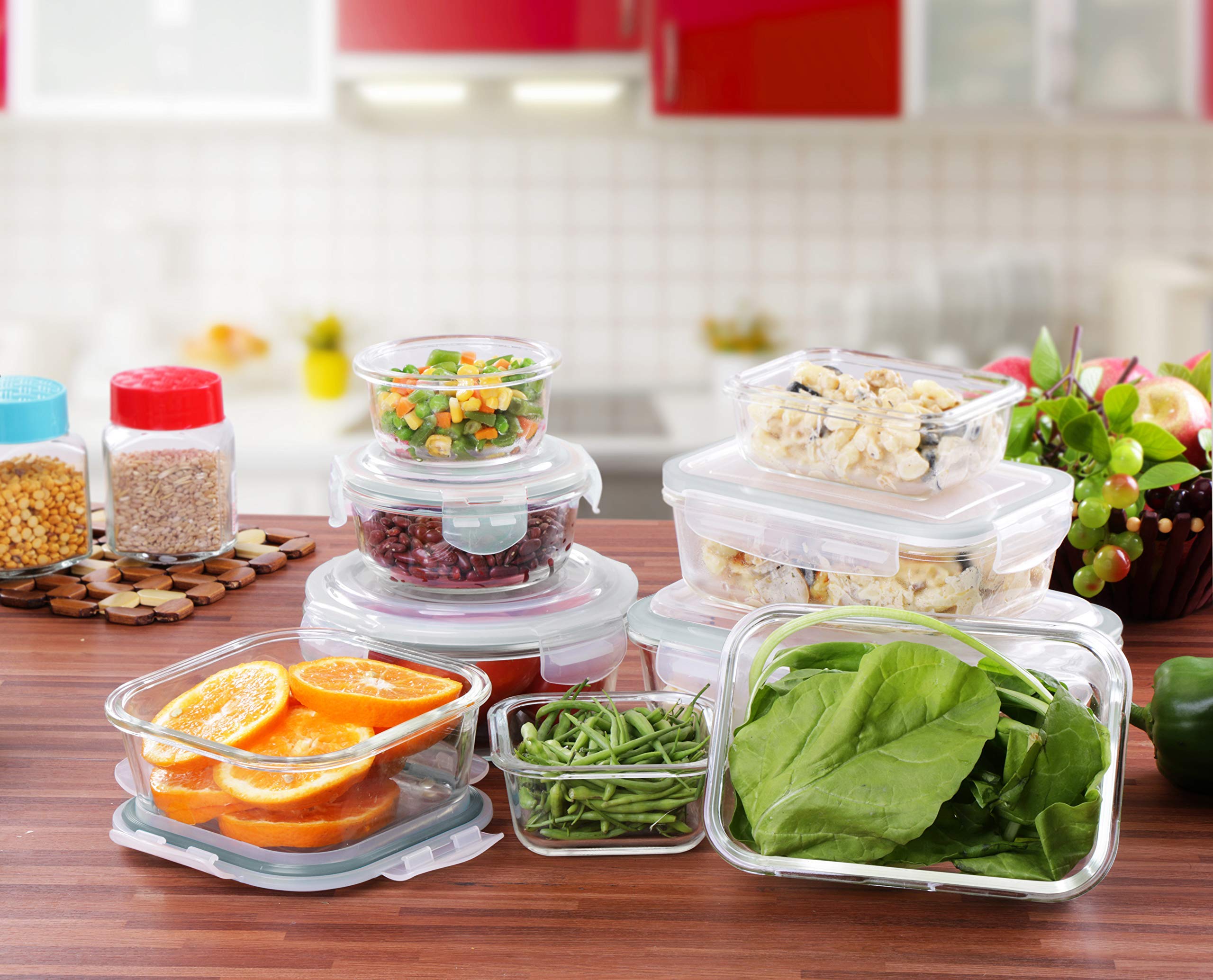 Amazon | Utopia Kitchen ガラス食品保存容器セット - 18個 (容器9個と