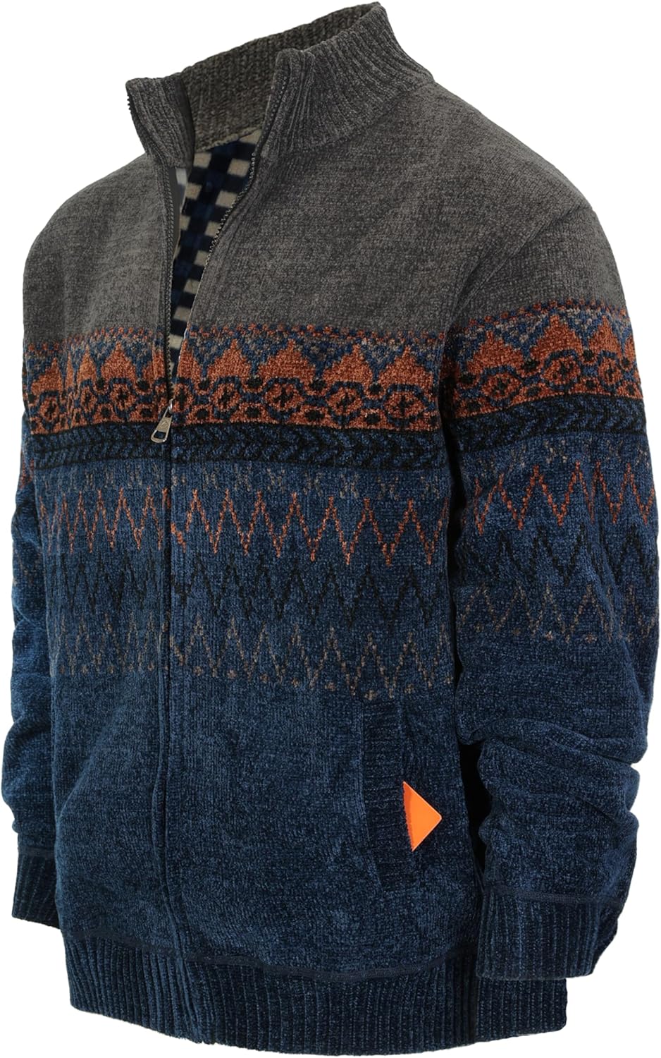 Gioberti Men's Knitted Chenille Cardigan Sweater with Flannel Lining - Image 4