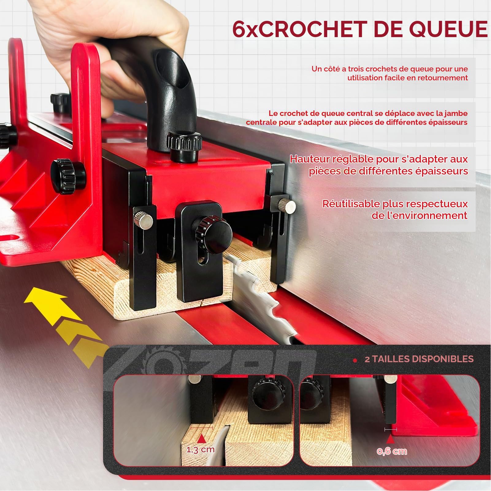FTVOGUE Bloc Poussoir Scie Table Fenetre Transparente